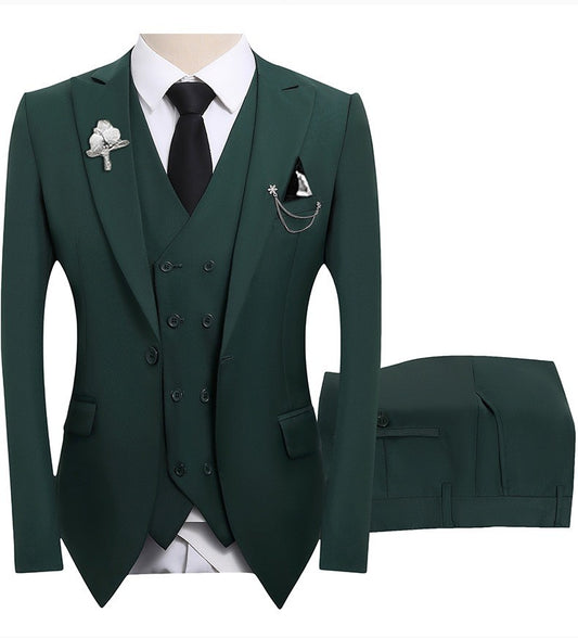 High Quality Classic Men Suit Tuxedo Peak Lapel Groomsmen Wedding Suits Set 3 Pieces(Jacket+Pants+Vest)Fashion Men Business Suit
