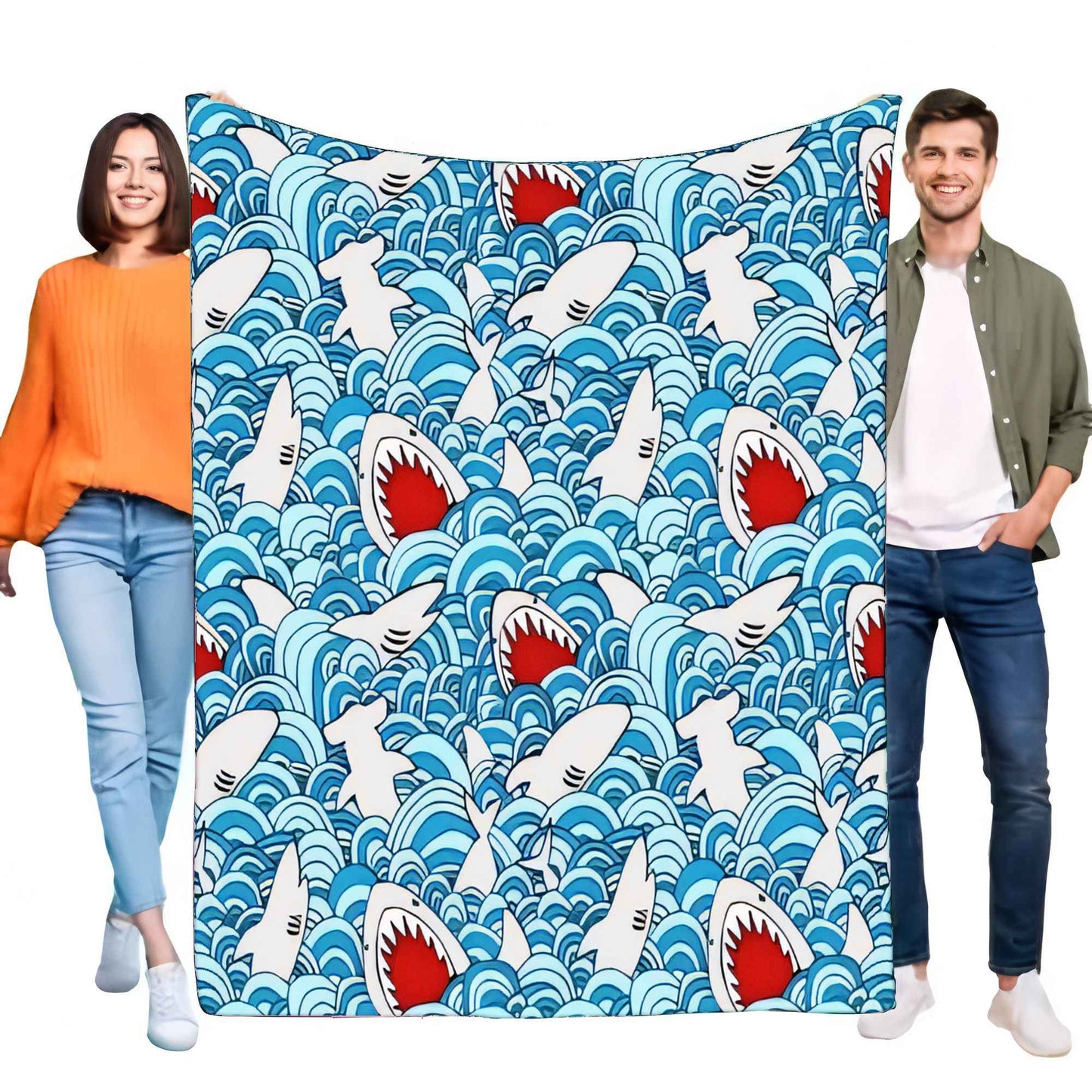 Shark Waves Throw Blanket Soft Cozy Lightweight Bed Sofa Cover Perfect for Home Decor and Beach Lovers Gift