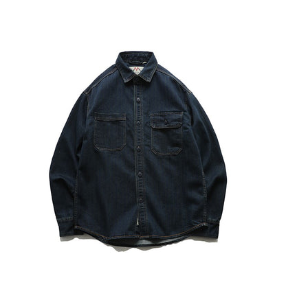 American Retro Workwear Long Sve Denim irt Loose Casual Striped ket irt Youth Trend Autumn Wear Iron Free