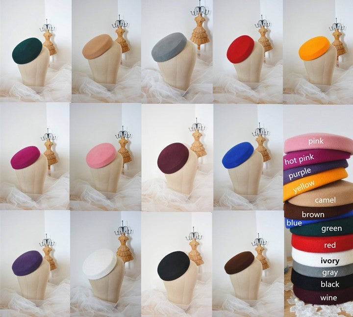Lawliet Circle Feminino Capacete Chapéus de Feltro de Lã Chapéus Pillbox Fascinator para Mulheres Suprimento de Chapelaria Base de Chapéu Chapéus de Coquetel
