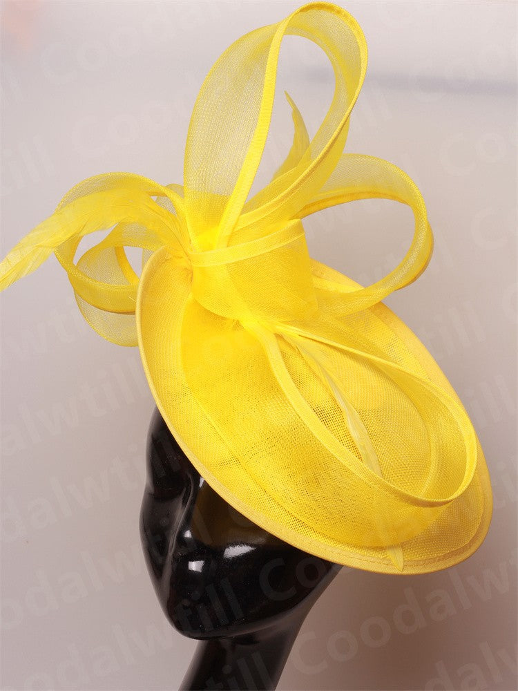Noiva Casamento Malha Fascinators Chapéu Igreja Senhoras Mulheres Derby Chapéu Grande Fascinator Festa Evento Enfeite de Cabeça Noiva Casamento Pillbox Cap