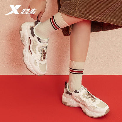 Xtep Star Trails 2.0 Women's Low Top Casual Shoes 2025 Spring Breathable Non-slip Thick Sole Leisure Sports Shoes 975118320005