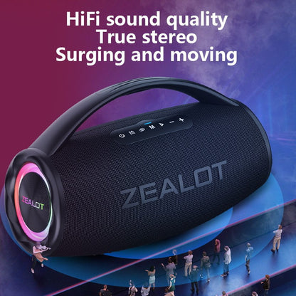 Alto-falante sem fio ZEALOT S97 80W, Subwoofer portátil para uso externo, Qualidade de som Hifi, Emparelhamento duplo, Carregamento rápido, 16000mAh.