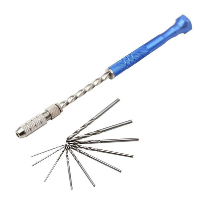 Broca de torção manual semi-automática azul estendida de 0,5-3 mm, ferramenta de perfuração de placa de circuito de plástico âmbar, conjunto de brocas de torção