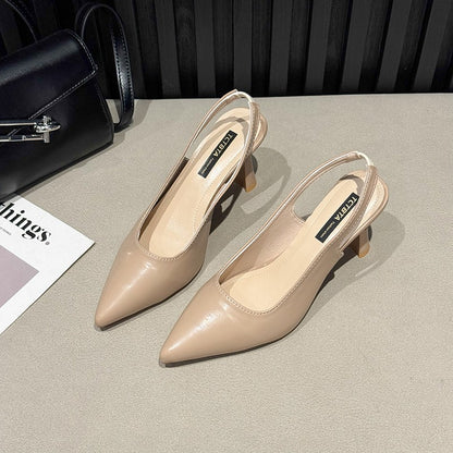 New style pointed-toe fashionable high heels women's thin-heel outdoor toe-cap sandals with shallow back opening single shoes
