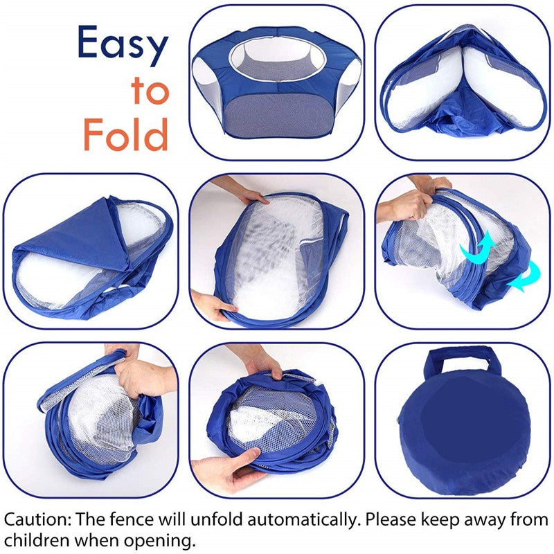 Cercado Portátil para Pequenos Animais Gaiola Transparente para Gatos e Cães Tenda Pet Cercadinho Dobrável Aberto Para Cães Hamsters Coelhos Porquinhos-da-Índia
