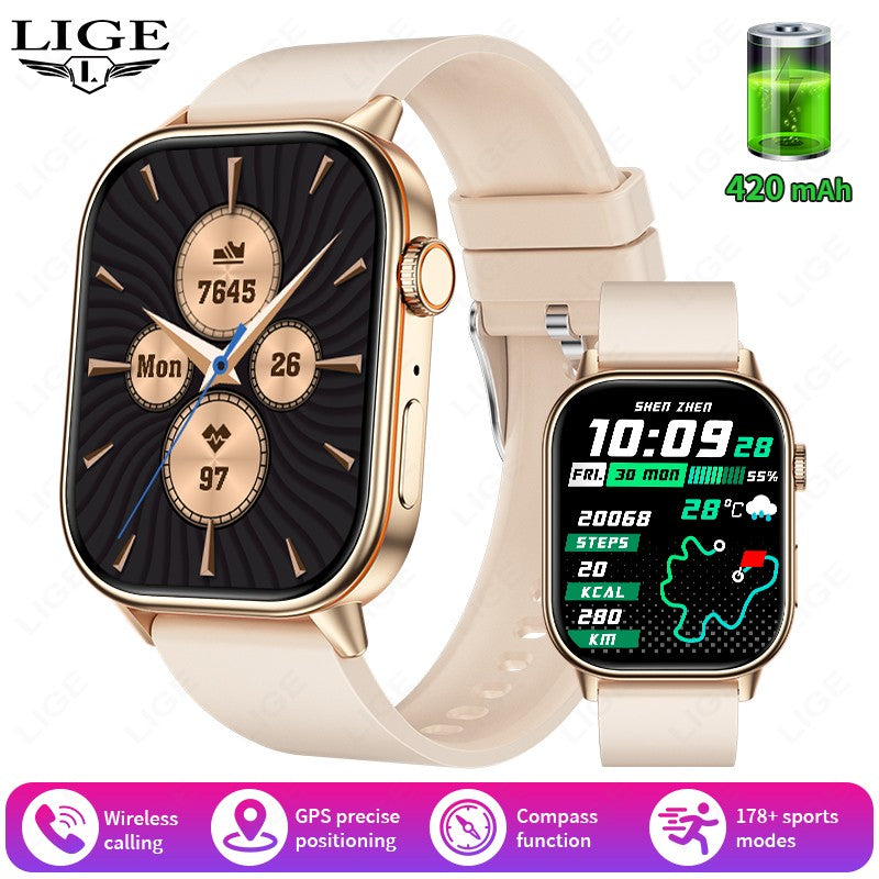 LIGE 2025 Para Android IOS GPS Smart Watch Feminino Tela HD de 2.01" Frequência Cardíaca Chamada Bluetooth Bússola IP68 À Prova D'água Smartwatch Masculino