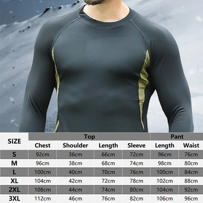 Men's Winter Thermal Fleece Tracksuit for Outdoor Training Quick Dry Camouflage Tactical Uniforms Slim Fit Running Underwear Set