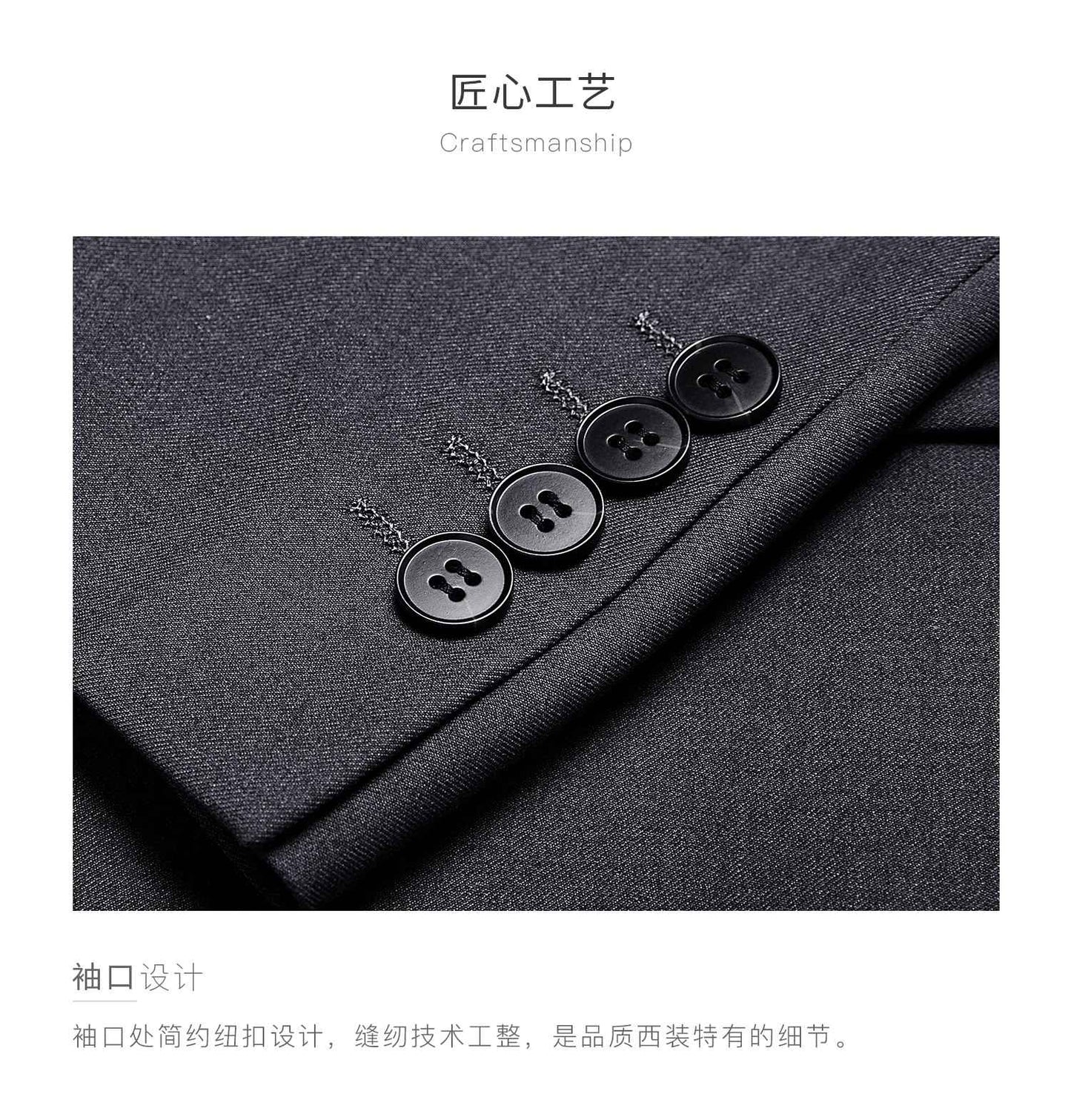 Suit Men (Blazer+Pants) Fashion Business Casual Slim-fit Formal Dress Banquet Work English Style Evening Dress Solid Color Suit