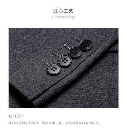 Suit Men (Blazer+Pants) Fashion Business Casual Slim-fit Formal Dress Banquet Work English Style Evening Dress Solid Color Suit