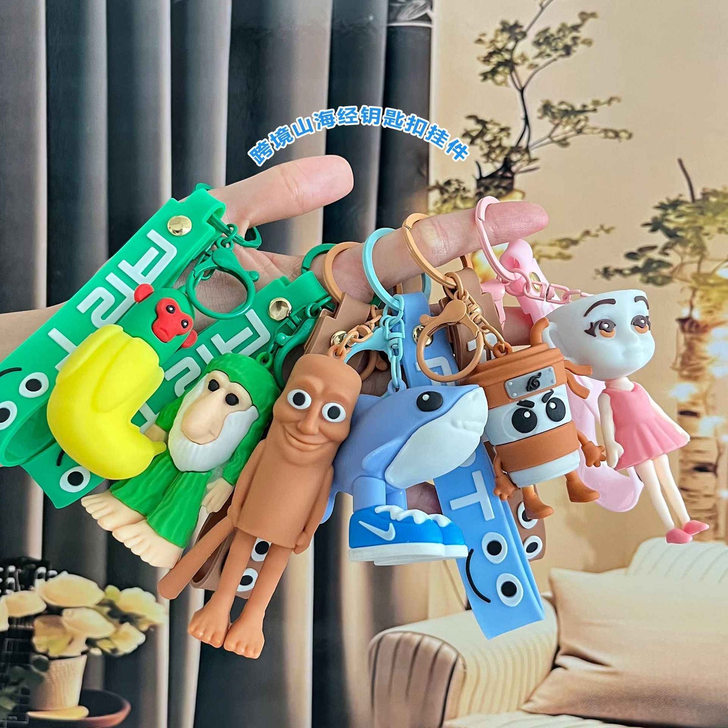 Italian Brainrot Keychain Accessories, Tungtungsahur Whimsical Abstract Mirage Creature Designs Bag Charm