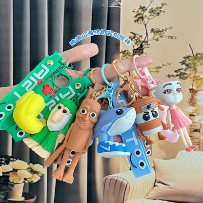 Italian Brainrot Keychain Accessories, Tungtungsahur Whimsical Abstract Mirage Creature Designs Bag Charm