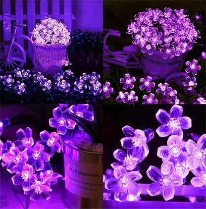 Solar Led String Lights Outdoor Cherry Flowers String Lights With 8 Modes Lighting Camping Garden Christmas Decor Solar Lamp
