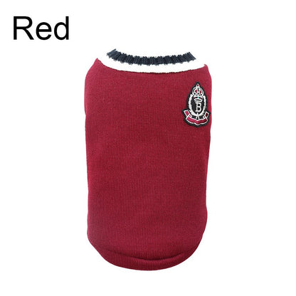 Suéter de Inverno Quentinho para Cães Estilo Colegial Gola V Tricô para Filhotes de Pequeno Porte Colete Roupinhas Jaqueta para Gatinhos