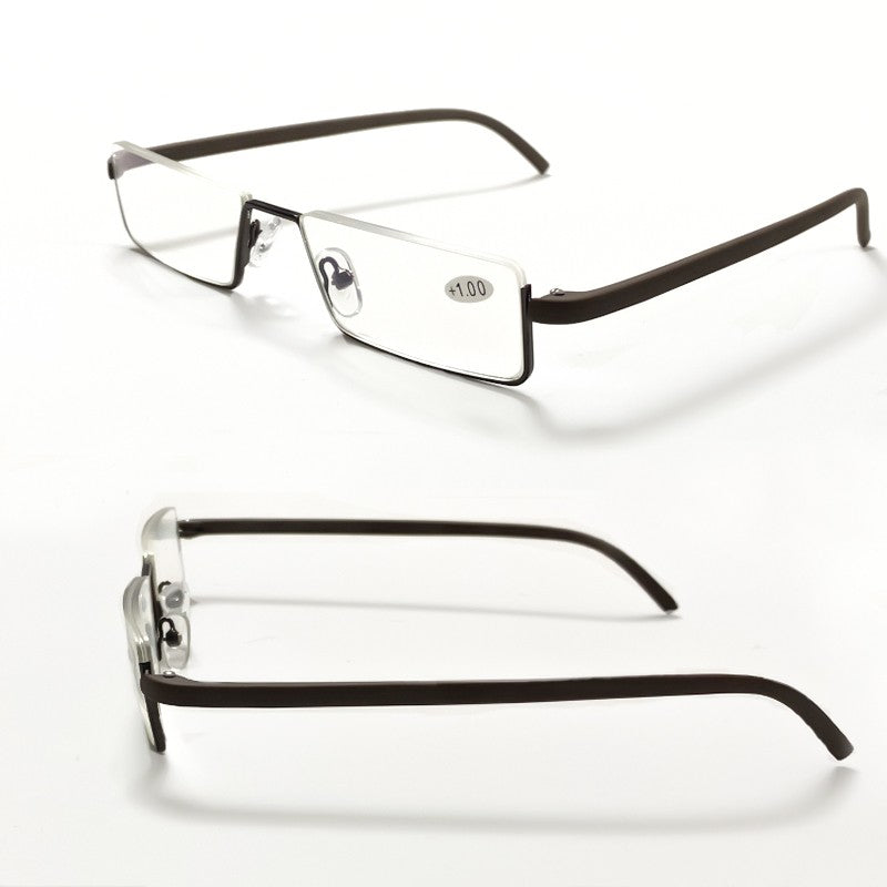 May Flower Metal Anti-Blue Light Reading Glasses Men Half Frame Prescription Eyeglasses Male TR90 Eyewear With Case óculos +1.75