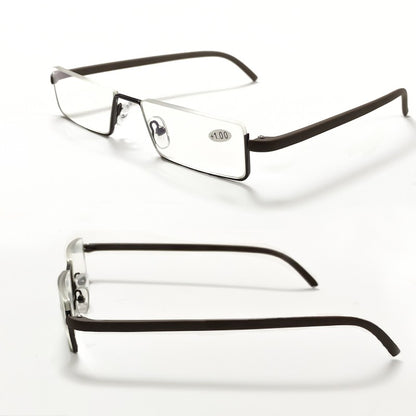 May Flower Metal Anti-Blue Light Reading Glasses Men Half Frame Prescription Eyeglasses Male TR90 Eyewear With Case óculos +1.75