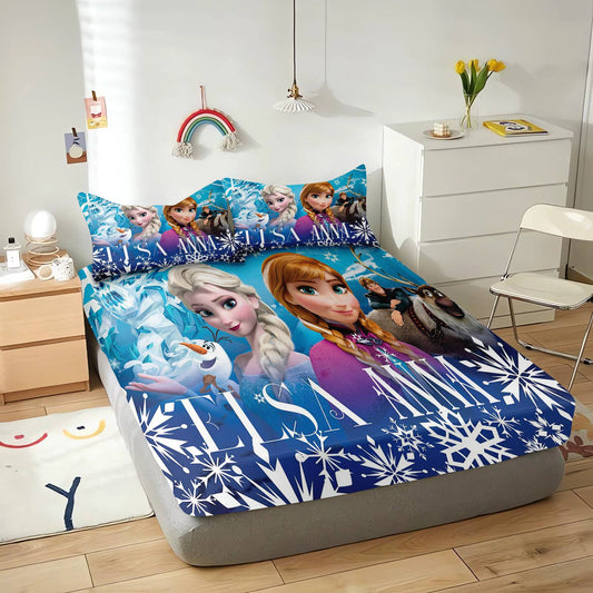 Frozen Fitted Sheet Children 100% Polyester Coverage Sheets Cartoon Cover Elastic Cute Digital Printing Bedding Teenager