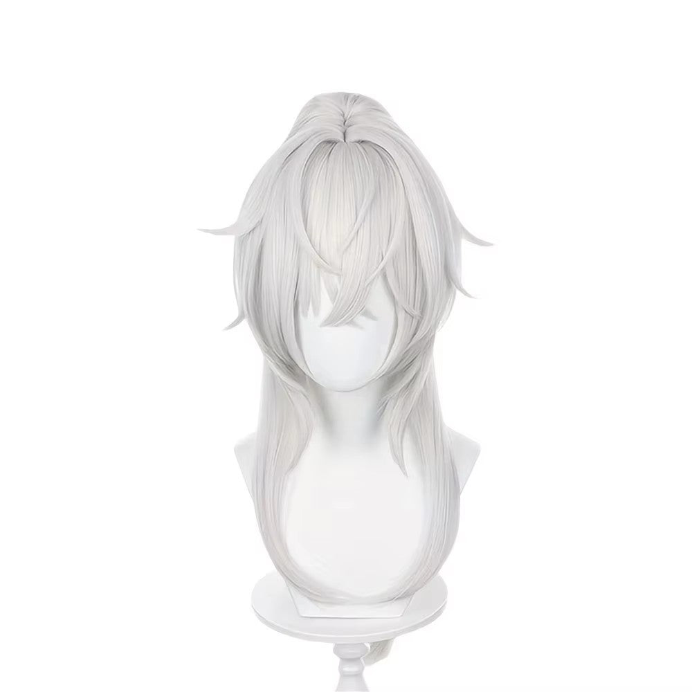 Anime Cosplay Jing Yuan Peruca Longa Reta Prata Branca Rabo de Cavalo Cabelo Sintético Peluca Para Frieren Festival Adereços de Role Play