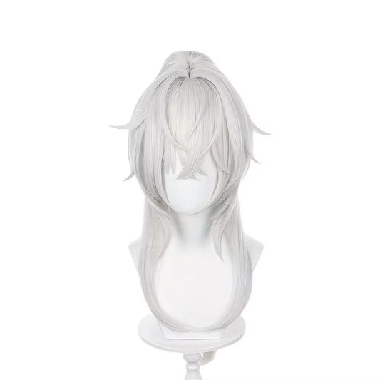 Anime Cosplay Jing Yuan Wig Long Straight Silver White Ponytail Synthetic Hair Peluca For Frieren Festival Role Play Props