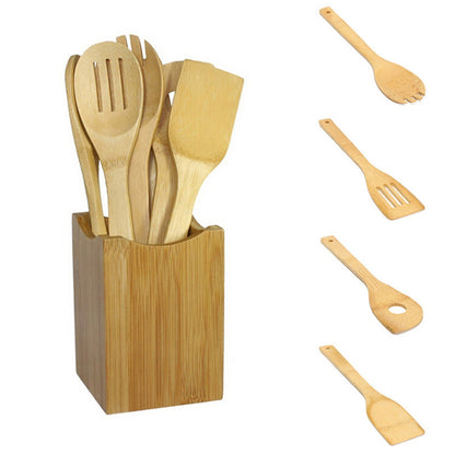 7 Piece  Bamboo Cooking Utensil Set Cooking Spoons And Spatulas Kitchen Tools For Nonstick Pan And Cookware Cooking Tools