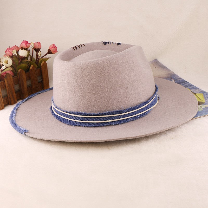 Western Style 100% Wool Fedora Hat | Braided Ribbon & Feather Trim Felted Jazz Cap for Autumn/Winter?