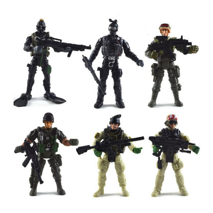 6 Peças/Conjunto Força Militar Armas Guerreiro Elite Action Figure Brinquedos PVC 10cm Terrorista SWAT Time Ornamento Presente de Aniversário Infantil