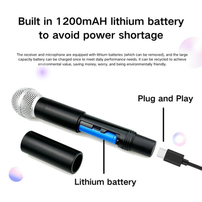 G-L-X Sistema de Microfone Sem Fio Profissional de Canal Duplo UHF Frequência Fixa Microfone Dinâmico de Mão Sem Fio Para Festa de Karaokê