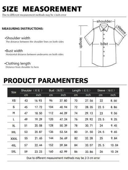 2024 Summer Shirt Men Hawaiian Men Short Sleeve Love Button Lapel Shirt Print Men Beach Travel Leisure Oversized XS-5XL