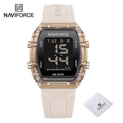 NAVIFORCE Watches for Woman LCD Digital Movement Female Clock Fashion 50m Waterproof Silicone Band Sport Electronic Wristwatches