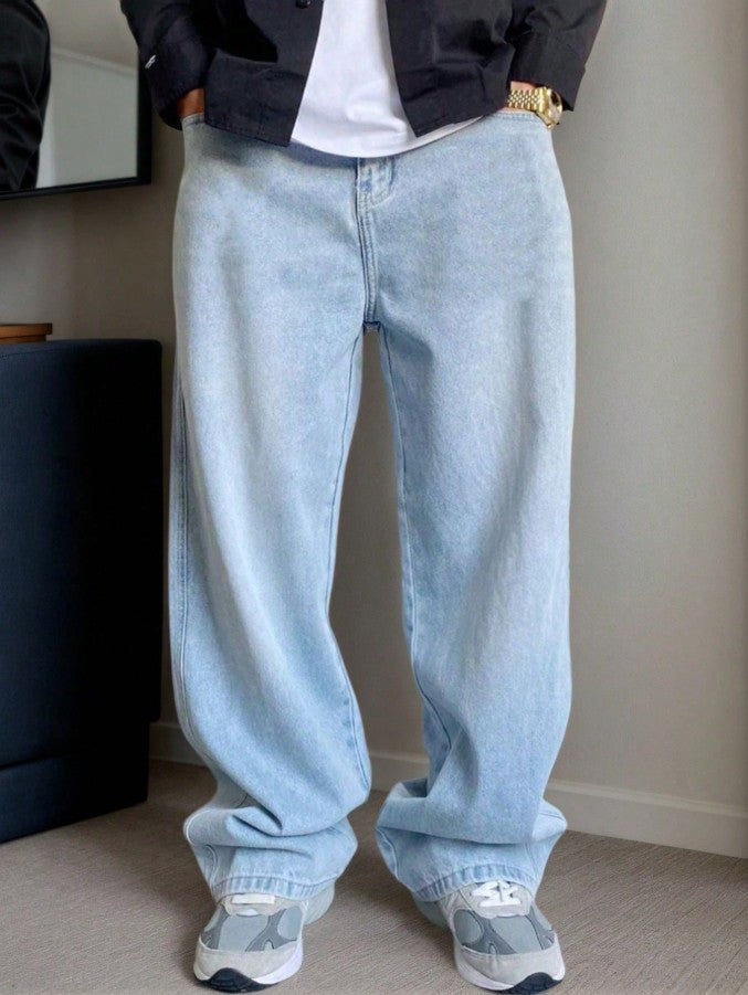 Men's Casual Vintage Loose-Fit Jeans with Pockets