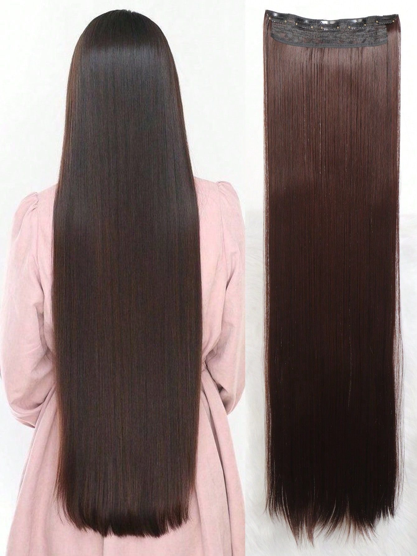 Aosiwig Sintético Super Longo Liso 100cm 5 Presilhas Extensão de Cabelo Natural Preto Loiro Aplique Postiço para Mulheres