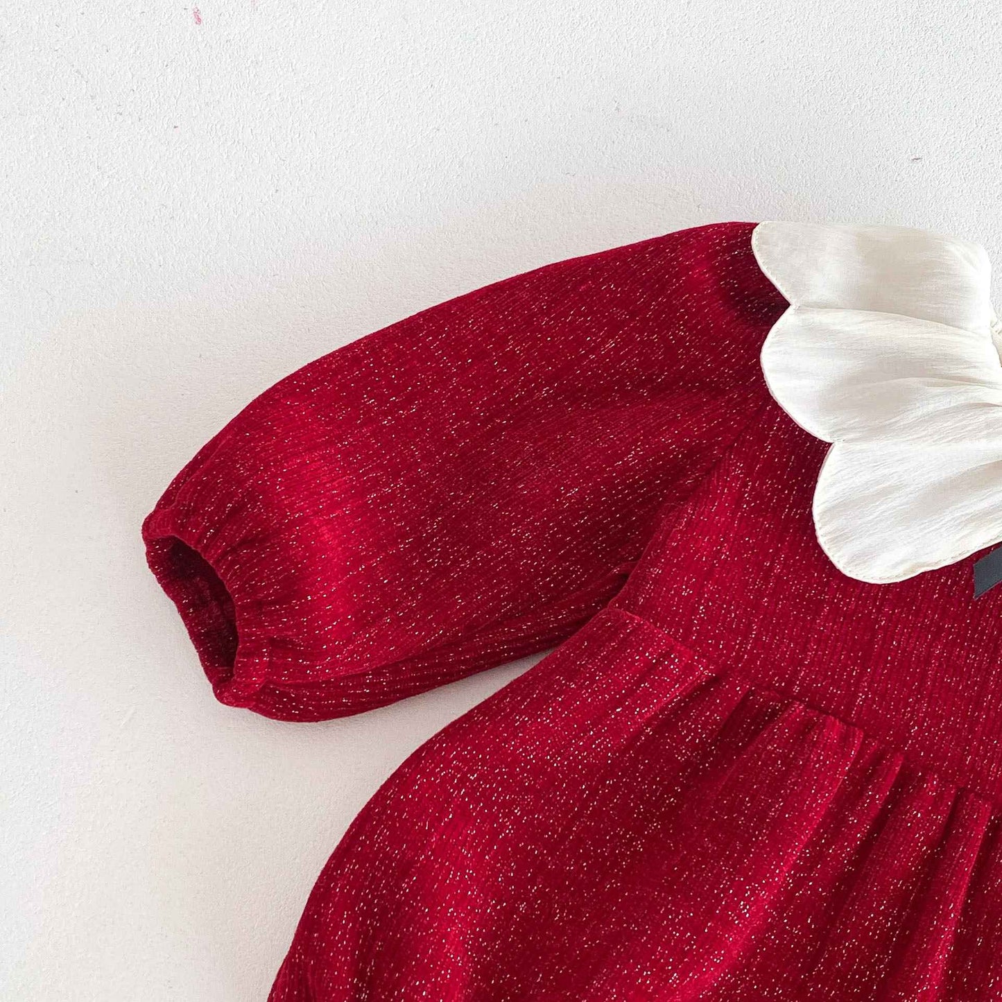 Newborn Christmas Red Clothes Autumn Kids Baby Girls Sweet Petal Collar Princess Rompers Infant New Baby Girls Rompers Clothes