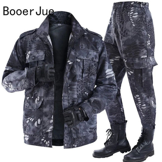 Black Python Pattern Wear-resistant Overalls Labor Insurance Cloth Uniform Men's Soft Tracksuit Outdoor Suit