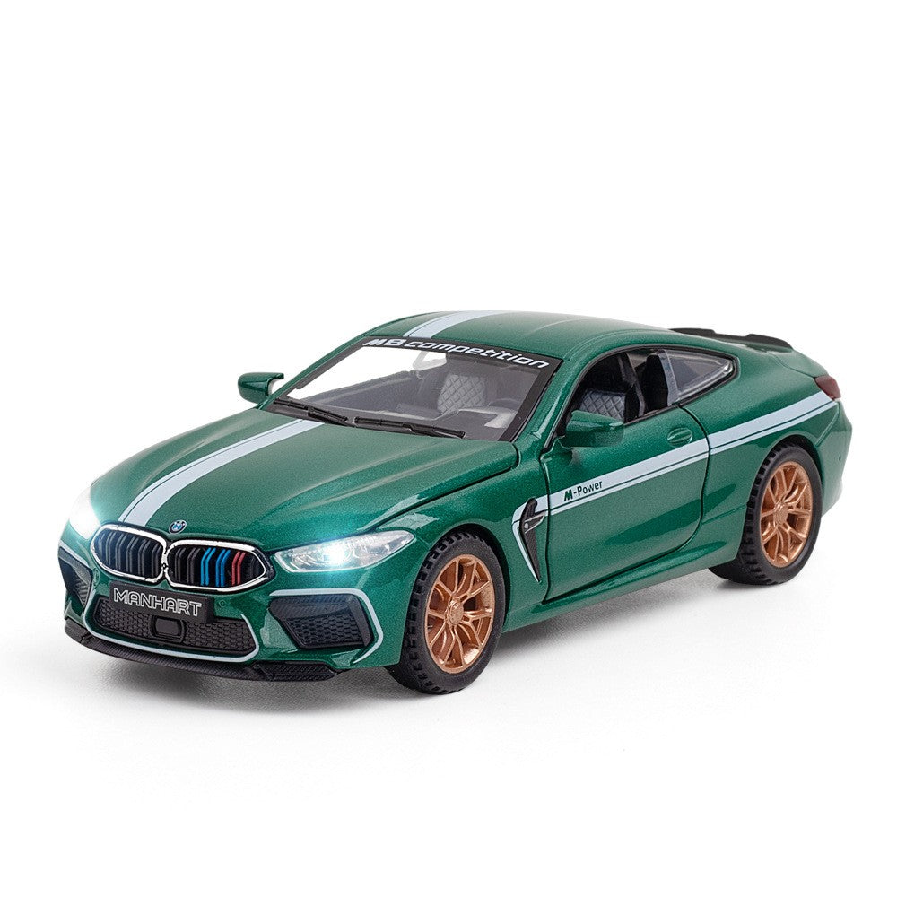 1:32 Scale M8 Competition Police Car Model Toy Alloy Diecast Shock Absorption Miniature Vehicles Models for Kids Presents