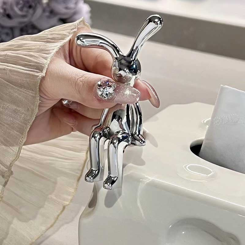 Long-Eared Rabbit Statue Cartoon Rabbit Figurines Car Accessories Bedroom Desktop Decoration Auto Interior Dashboard Ornaments