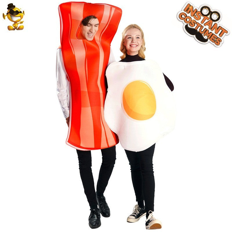 Fun and Funny Halloween Adult Couple's Budget Egg Bacon Party Costumes Funny Food Role-playing Cosplay Costumes