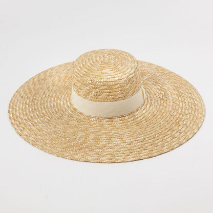 New Women Wide Brim Beach Hat Ladies Summer Big Straw Hats UV Protection Sun Hat S1340-15cm