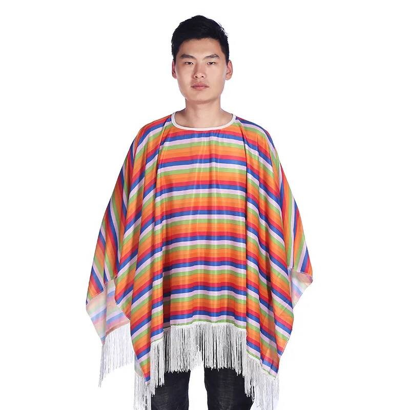 Mexican Shawl Halloween Cloak Cosplay Dance Party Mexican Hat Adult Ribbon Cloak Adult Kids Funny Costume Halloween Cosplay