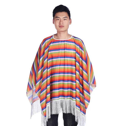 Mexican Shawl Halloween Cloak Cosplay Dance Party Mexican Hat Adult Ribbon Cloak Adult Kids Funny Costume Halloween Cosplay