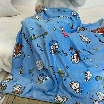Desenho Animado Doraemon Cobertor de Flanela Macio Confortável Manta para Dormir Estilo Japonês Cobertor para Soneca Colcha para Quarto Menina Crianças