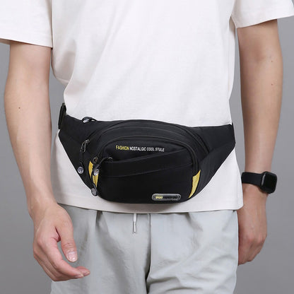 Multi-functional outdoor sports waist bag, men's large-capacity multi-layer crossbody single-shoulder bag A-DH