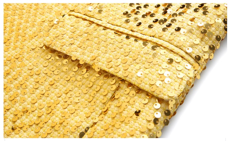 High-quality Sequined Suits Men Clothing Gold / Silver Autumn / Winter New Male Wedding Banquet Party Dress Blazer and Pant