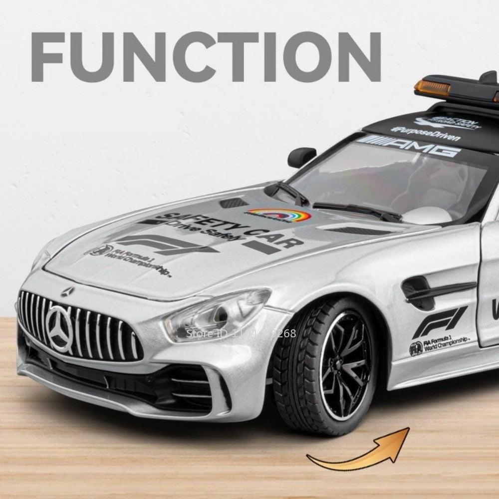 1:24 GTR F1 Segurança 300SL Carro Esportivo Modelo Brinquedo Liga Fundido Som Luz Amortecedor Modelos de Veículos em Miniatura Coleção Presente