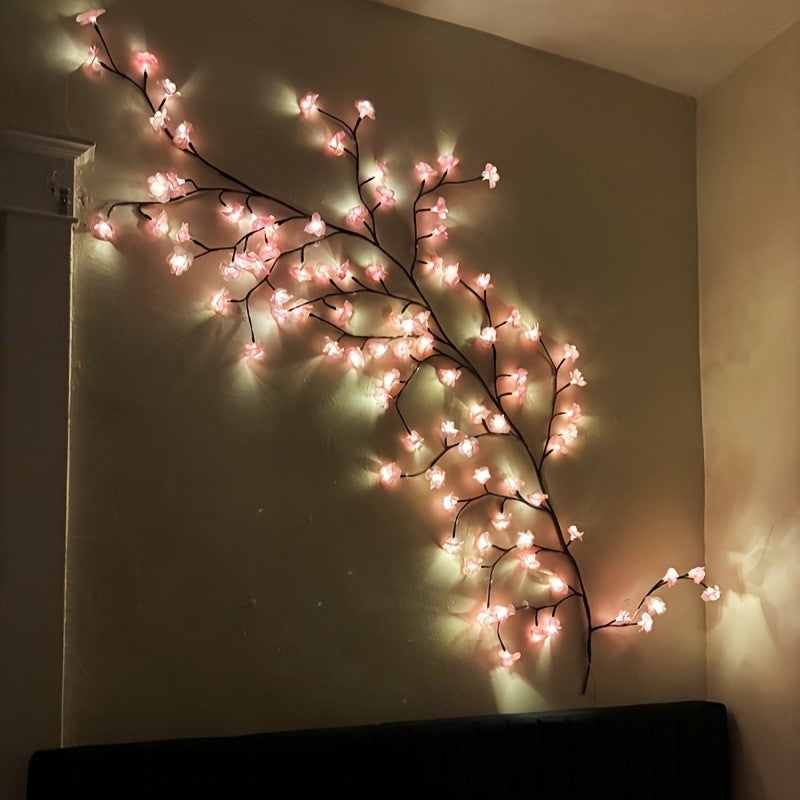LED Cherry Blossom String Lights USB 8 Modes Artificial Sakura Fairy Vine Light for Bedroom Wall Wedding Party Valentine's Day