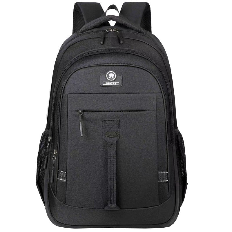 The men's backpack is suitable for business trips. It has a hand-held design with multiple pockets and is a book bag.