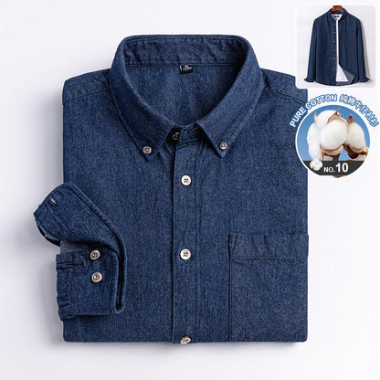 Brand Elastic Cotton Denim Shirt Men Long Sleeve Quality Cowboy Shirts for Men Casual Slim Fit Mens Designer Clothing