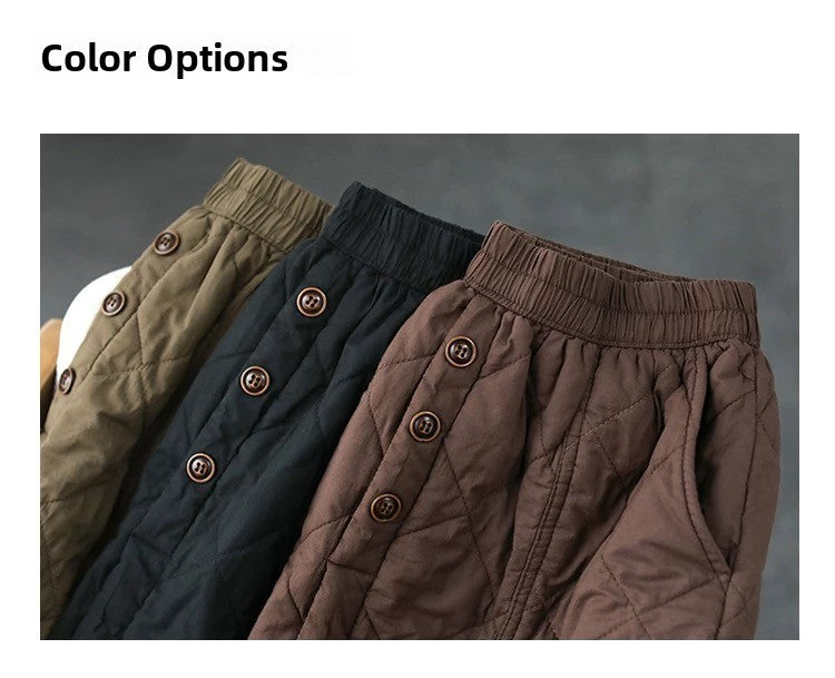 Retro Warm Cotton Quilted Long Midi Skirt High Waist A-Line Skirt for Middle-Aged And ly Women Diamond Patterned f Skirt