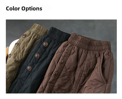 Retro Warm Cotton Quilted Long Midi Skirt High Waist A-Line Skirt for Middle-Aged And ly Women Diamond Patterned f Skirt