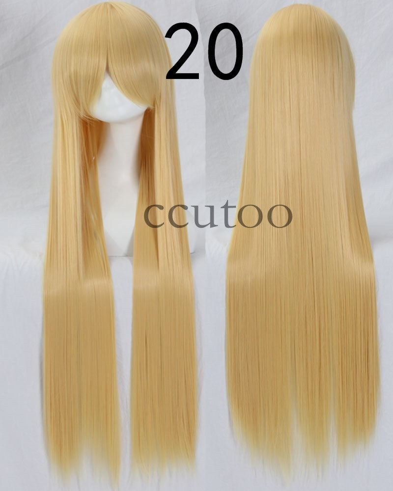 ccutoo 100cm Peruca de Cosplay Reta Sintética de Cabelo Longo de Alta Temperatura 82 Cores Disponíveis