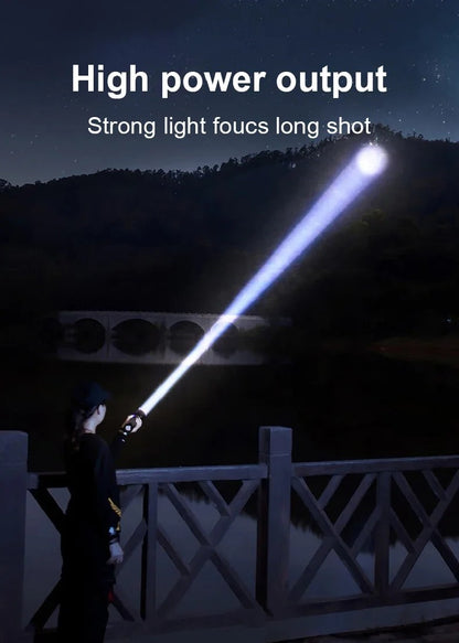 10000mAh High Power Led Flashlight 5000M Long Range Torch Rechargeable Ultra Powerful Outdoor Tactical Hand Lamp Camping Lantern